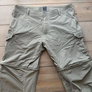 Kuhl‎ Renegade Convertible Pants Mens 40x32 Khaki Green Zip Off Cargo Hiking